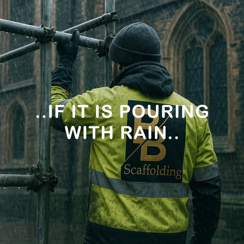 scaffolding in the rain essex